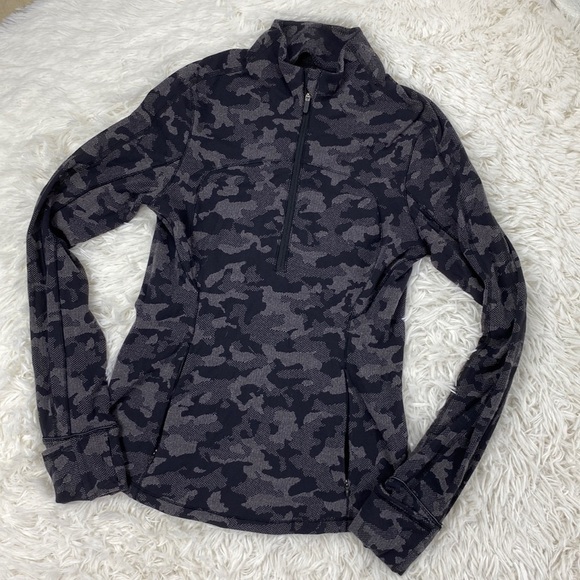 Lululemon Run Briskly 1/2 Zip Heritage Camo Jacquard Black Lunar Rock - Picture 1 of 11